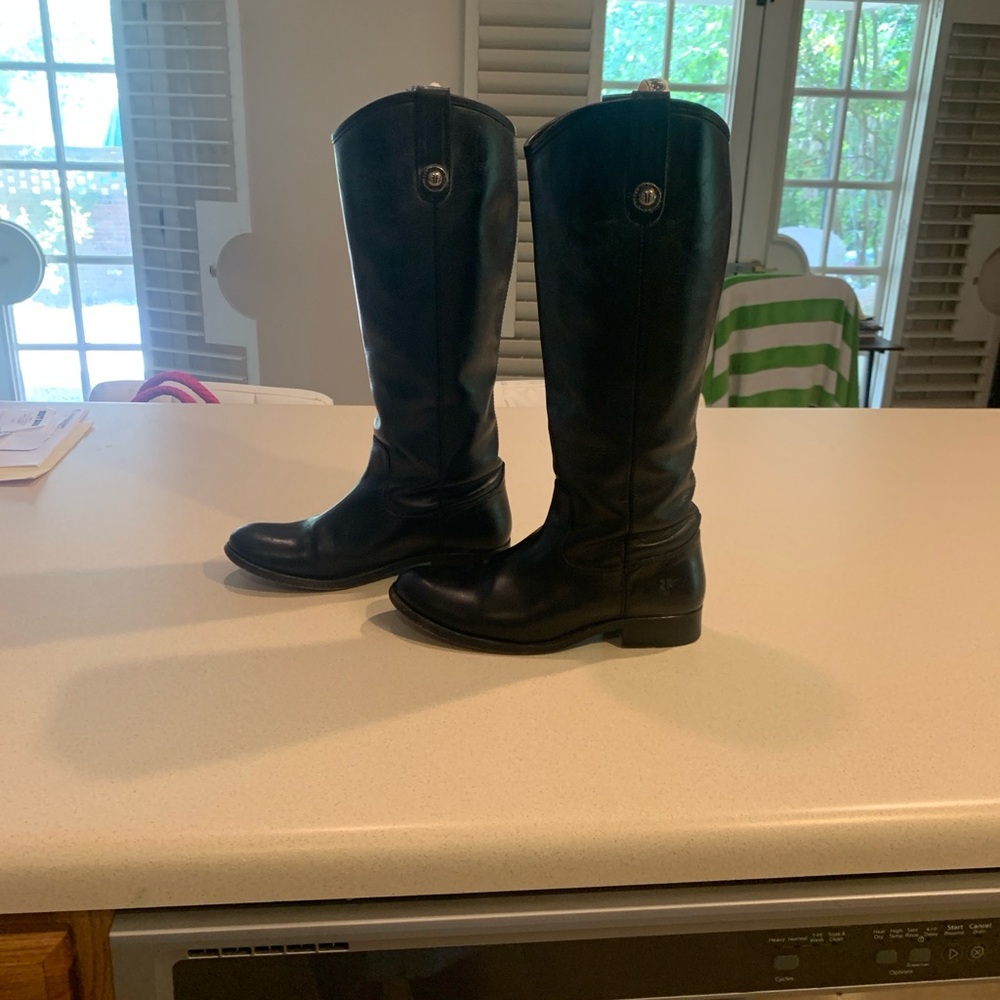 Frye Black Leather Riding Boots